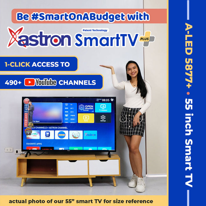 Astron 55" Smart TV+ [A-LED5877+] | Online Exclusive | 4K Resolution | Netflix | 490+ FREE YouTube Channels | 2 Year Warranty