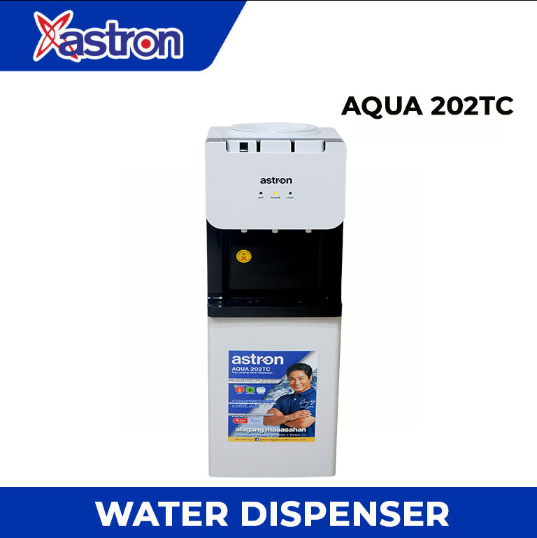 Astron AQUA202TC Top Load Electronic Water Dispenser - Triple Taps | Hot, Normal and Cold | Child Lock | Compressor Cooling | With Cabinet