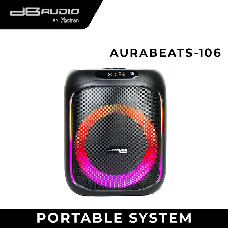 DB Audio by Astron AURABEATS106 Portable Bluetooth Speaker- Rechargeable | 1 Free Wireless Mic | Outdoor or Karaoke Use | 350W | 6.5