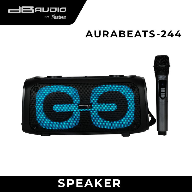 DB Audio by Astron AURABEATS244 Portable Karaoke Speaker - Bluetooth | Rechargeable | Free 2 Wireless Mic | Powerful Sound | 1800W | 10