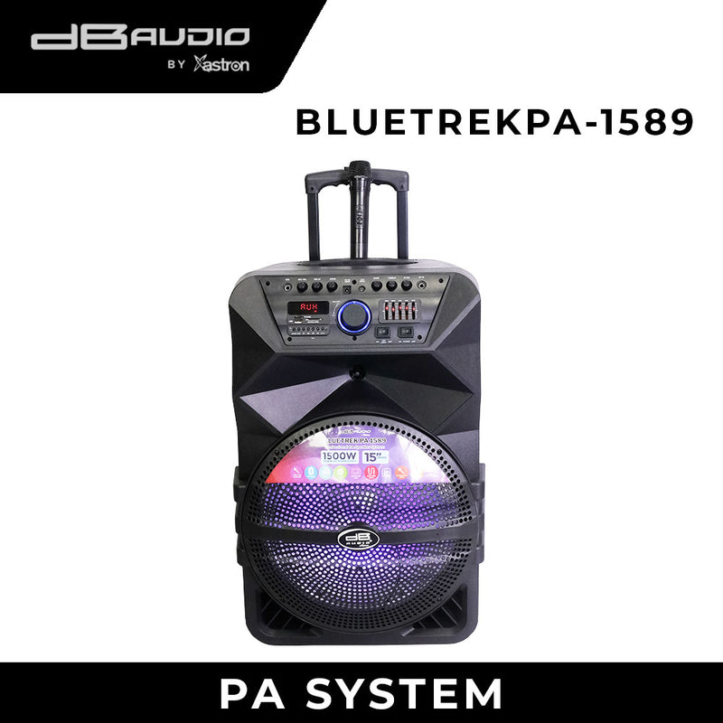DB Audio by Astron BLUETREKPA1589 Portable Mobile Trolley Speaker - Bluetooth | 1 Free Mic | 15
