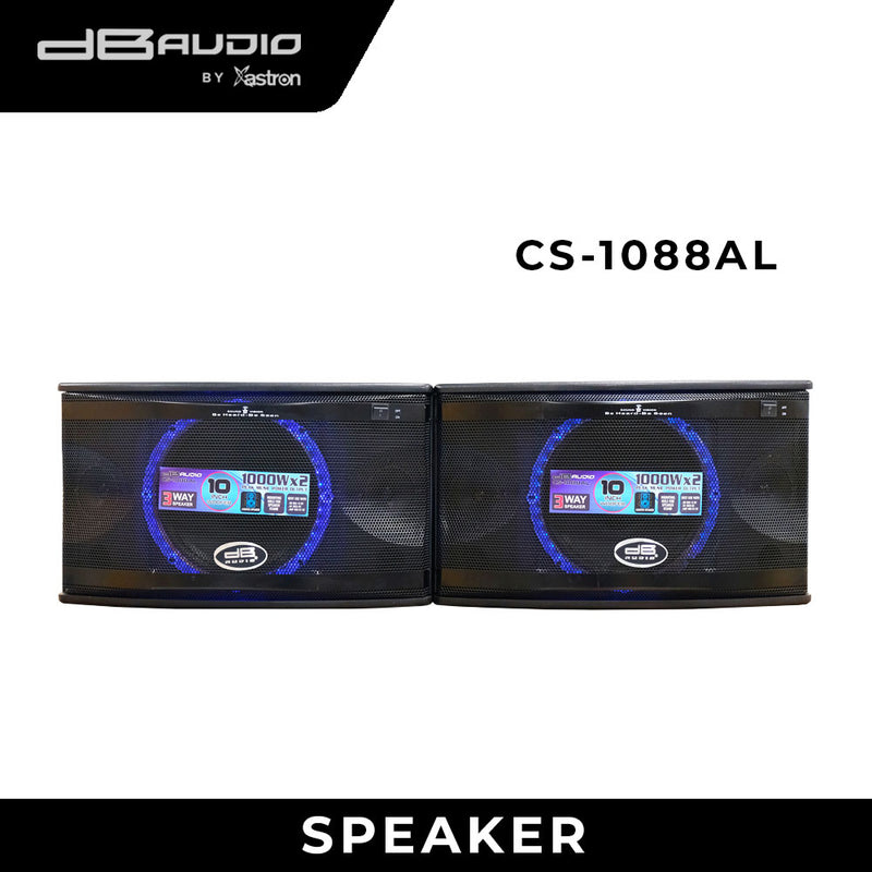 Db Audio by Astron CS1088AL 3-Way Loud Speaker | with LED Light | Speaker Stand Compatible | 1000 x 2 watts | 10