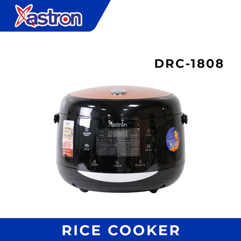 Astron DRC1808 Digital Rice Cooker - 1.8L Capacity | Nonstick Teflon Pot | LED Display | Anti-rust | Ideal for 6-10 Persons | 850W