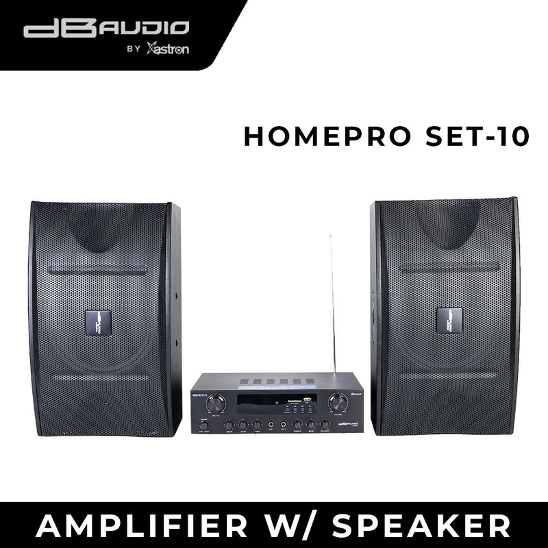 DB Audio by Astron HOMEPROSET10 3-Way Amplifier Speaker Set - Bluetooth | FM Radio | 900W Power Output | 10