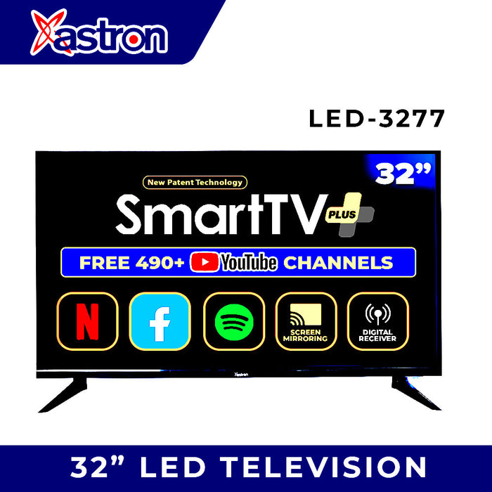 Astron LED3277 32 Inch Smart TV | 4K UHD | Netflix & Youtube Ready | Screen-Mirroring | Extra-loud Sound | WIFI + LAN