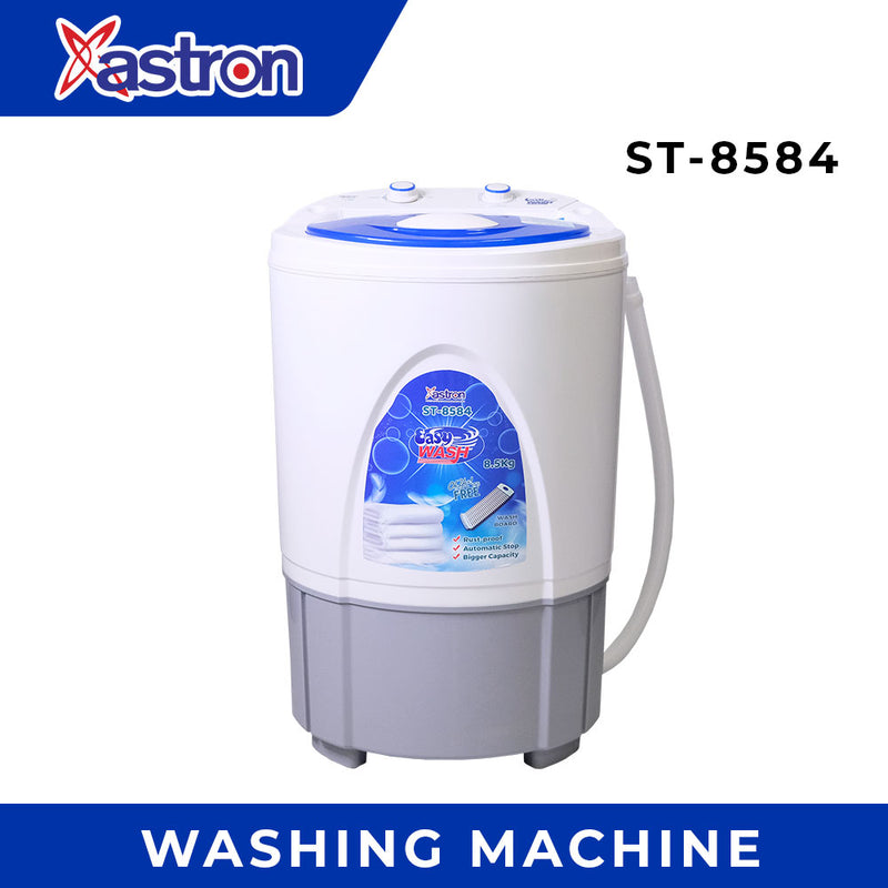 Astron ST8584 Single Tub Washing Machine - 8.5 kg Capacity | Heavy Duty | Durable | Efficient | Free Washboard