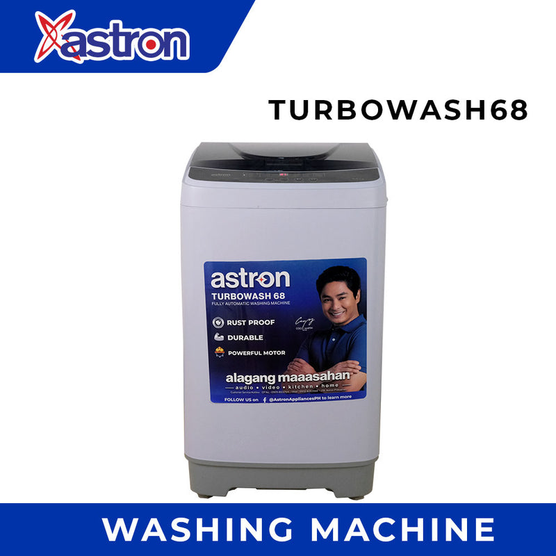 Astron TURBOWASH68 Fully Automatic Washing Machine - 6.8kg Capacity | Wash and Dry | Energy Efficient | Heavy Duty | Rust Proof