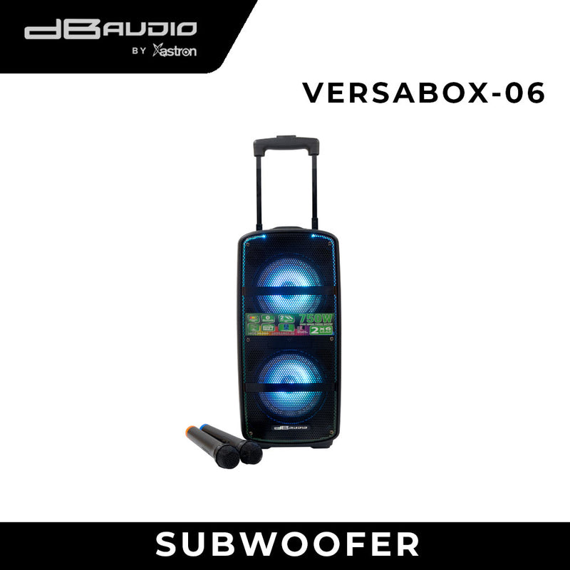 DB Audio by Astron VERSABOX-06 Portable Mobile Trolley Speaker - Bluetooth | Rechargeable | 2 Free Mic | Horn Tweeter | 6