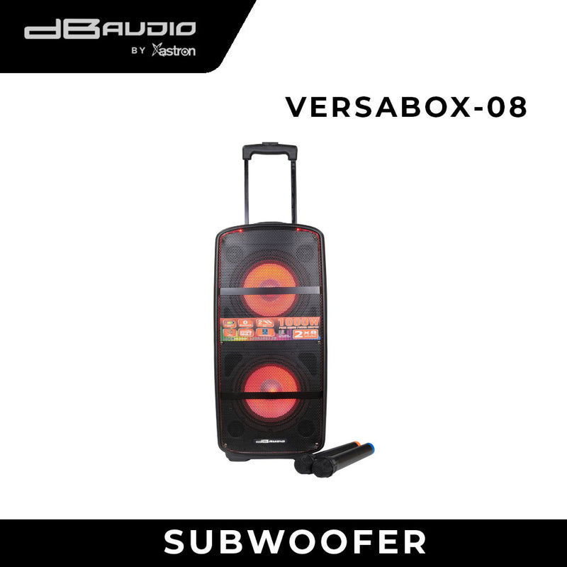 DB Audio by Astron VERSABOX08 Portable Mobile Trolley Speaker | Bluetooth | 2 Free Mics | Rechargeable | 8