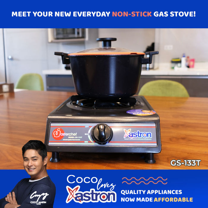 Astron GS-133T Teflon-Coated Single Burner Gas Stove  Heavy Duty  Non-stick Gas Stove  Easy to Clean