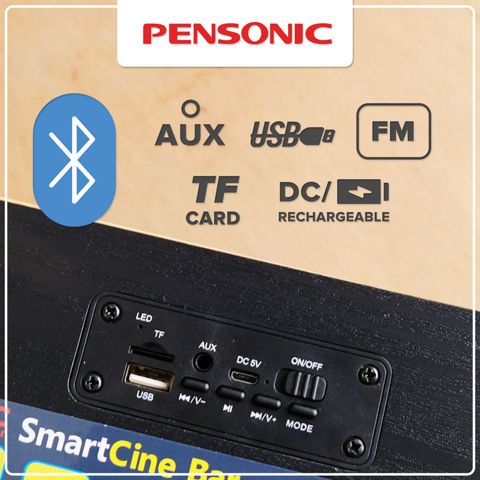 Pensonic SmartCine Sound Bar (15W x 4 Speakers) (Bluetooth  Aux) (Black Wood Finish)
