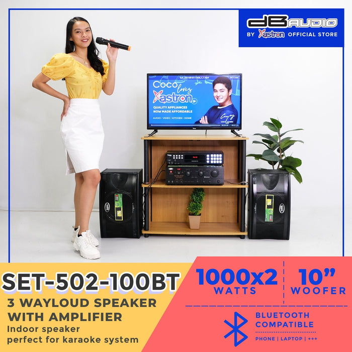 DB Audio SET-502-100BT 3 way loud speaker with amplifier | 1000 x 2 watts | 10" woofer | Bluetooth