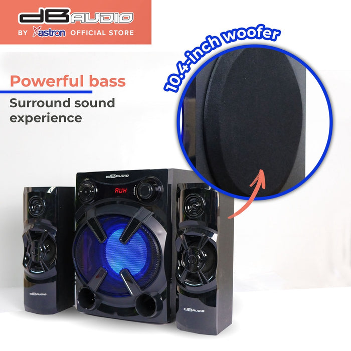 Db Audio MAX-85 2.1 Home Theater Subwoofer System | Bluetooth | 8" woofer | 1400 Watts | FM Radio