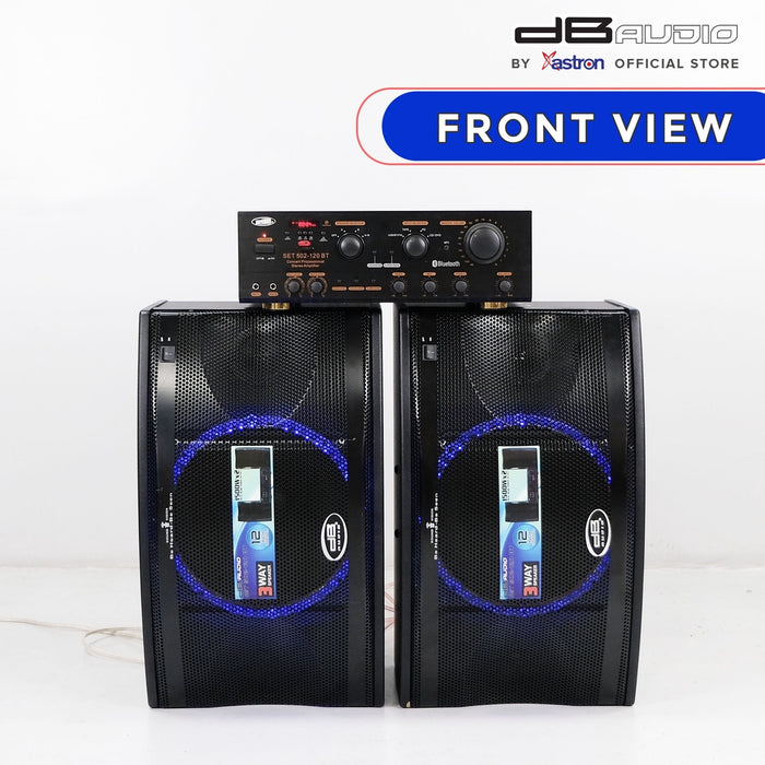 DB Audio SET-502-120BT 3 way loud speaker with amplifier | 1200 x 2 watts | 12" woofer | Bluetooth