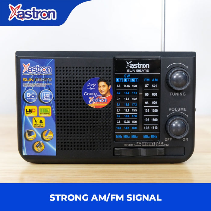 Astron SUNBEATS AM/FM Radio with Flashlight | Bluetooth | USB/TF card | DC rechargeable