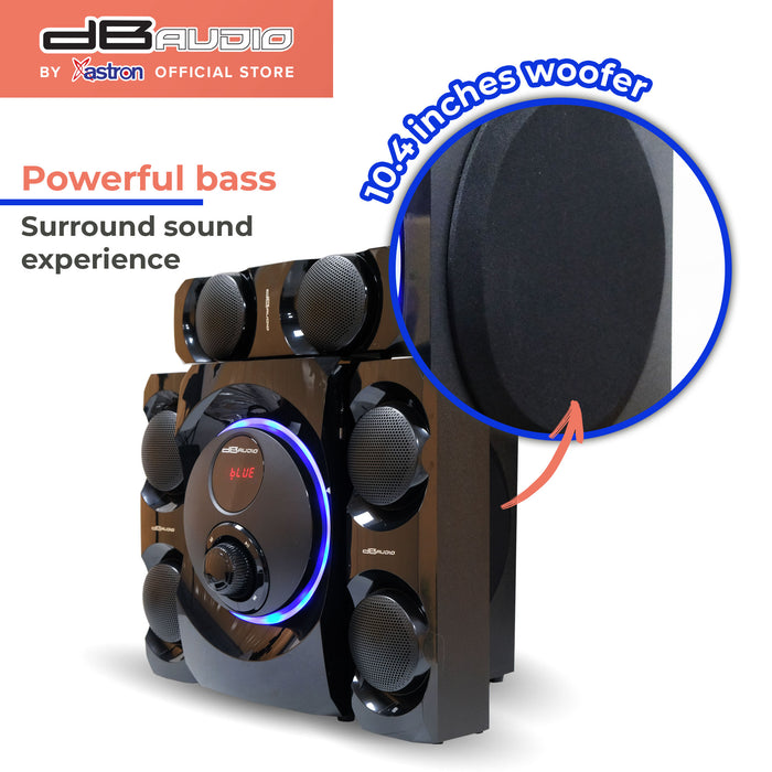 Db Audio MAX-83 3.1 Subwoofer System  Bluetooth  8" woofer  1200W  FM Radio  Powerful Bass