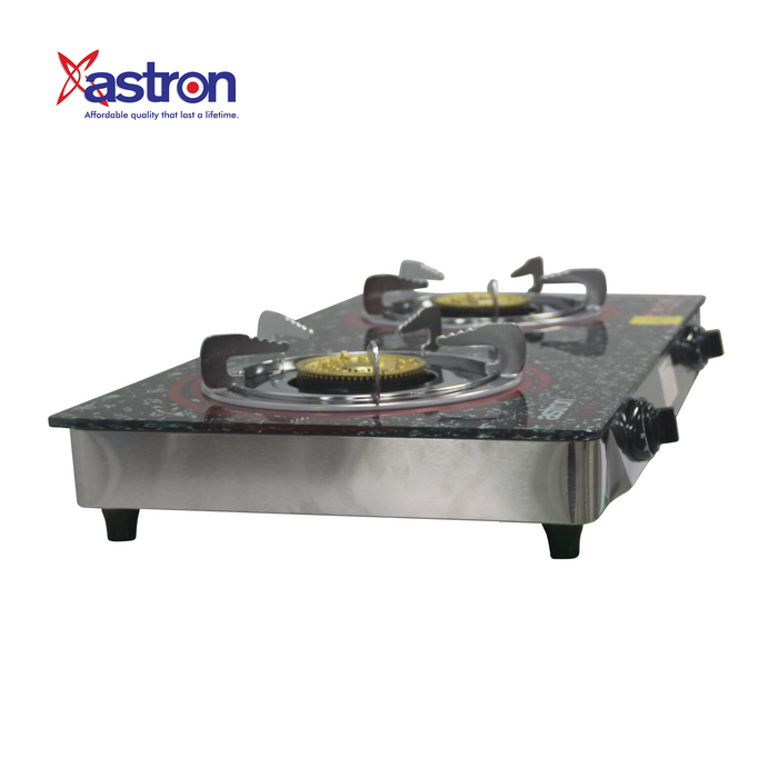 Astron GS-99 Heavy Duty Double Burner Gas Stove with Tempered Glass Top  Cast Iron