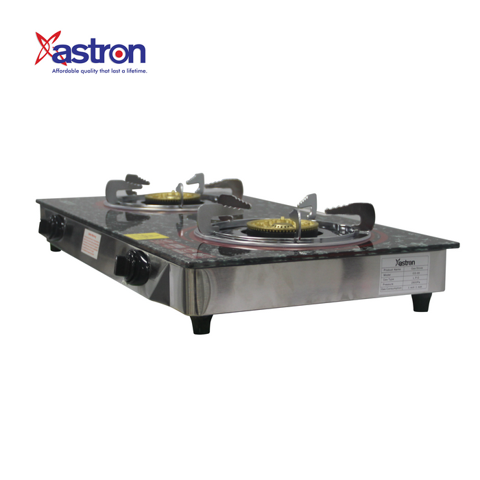 Astron GS-99 Heavy Duty Double Burner Gas Stove with Tempered Glass Top  Cast Iron