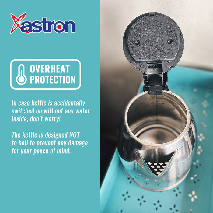 Astron 1.8L Electric Kettle/Espresso Pot (Silver)