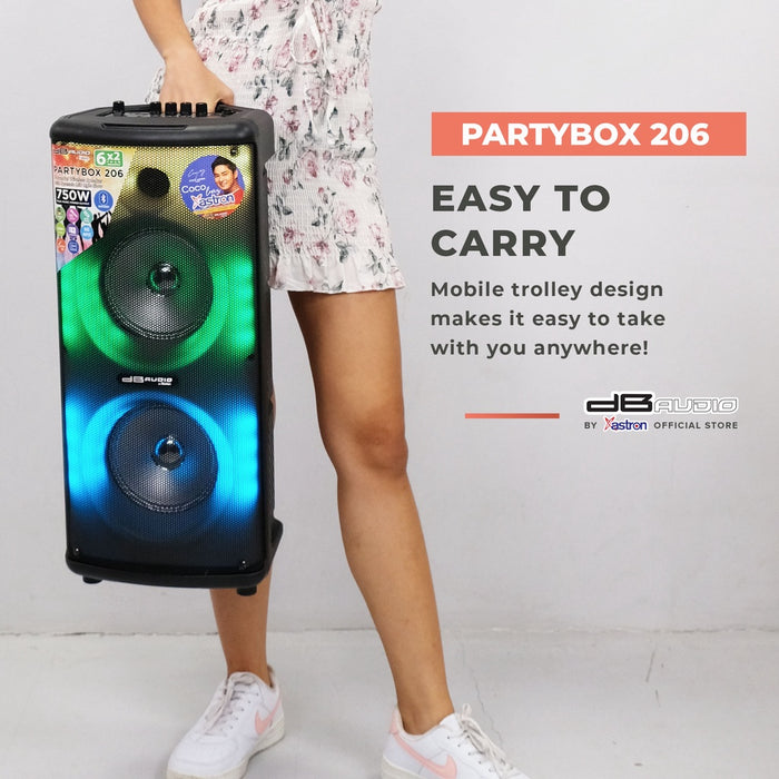 Db Audio PARTYBOX-206 Mobile trolley bluetooth speaker | 6" x 2 woofer | 750W | rechargeable