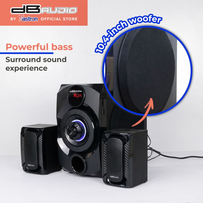 Db Audio MAX-52 2.1 Home Theater Subwoofer System | Bluetooth | 5" woofer | 600 Watts | FM Radio