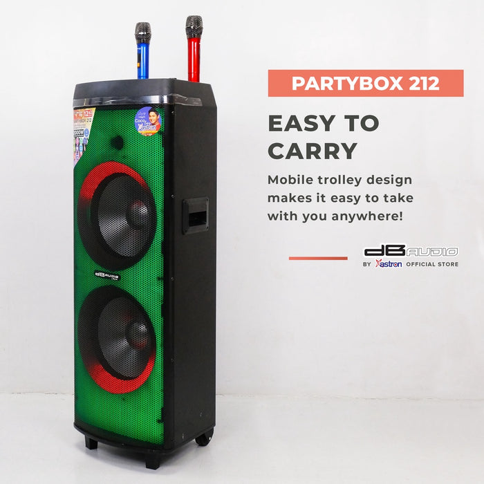 Db Audio PARTYBOX-212 Mobile trolley bluetooth speaker | 12" x 2 woofer | 2000W | rechargeable