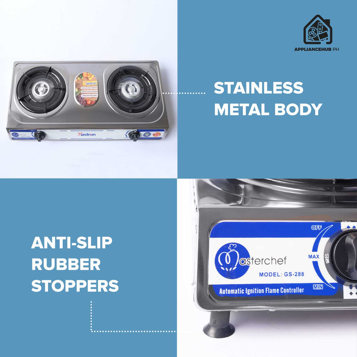 Astron GS288 Double Burner Gas Stove | Heavy Duty | Stainless Steel Body | Auto-Ignition Burner