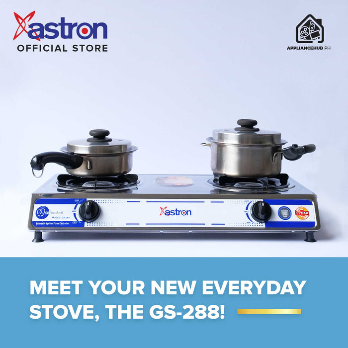 Astron GS288 Double Burner Gas Stove | Heavy Duty | Stainless Steel Body | Auto-Ignition Burner