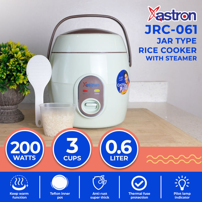 Astron JRC-061 0.6L Jar Type Rice Cooker (Mint Green)  3 cups  200W  2-3 persons  free paddle aesthetic rice cooker  minimalist rice cooker  pastel green rice cooker  small rice cooker