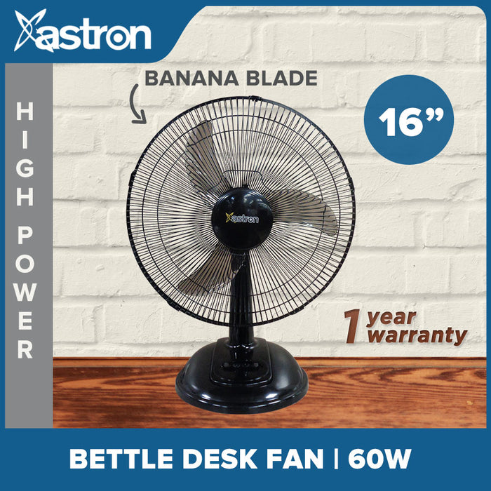 Astron Beetle Desk Fan 16in (Black)  Electric Fan  Banana Blade