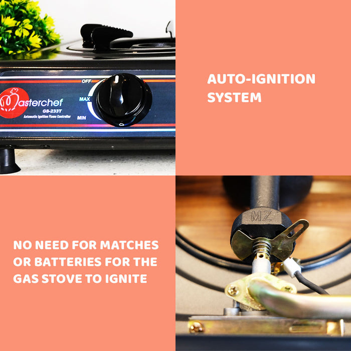 Astron GS-233T Teflon-Coated Double Burner Gas Stove  Heavy Duty  Non-stick Gas Stove  Easy to Clean