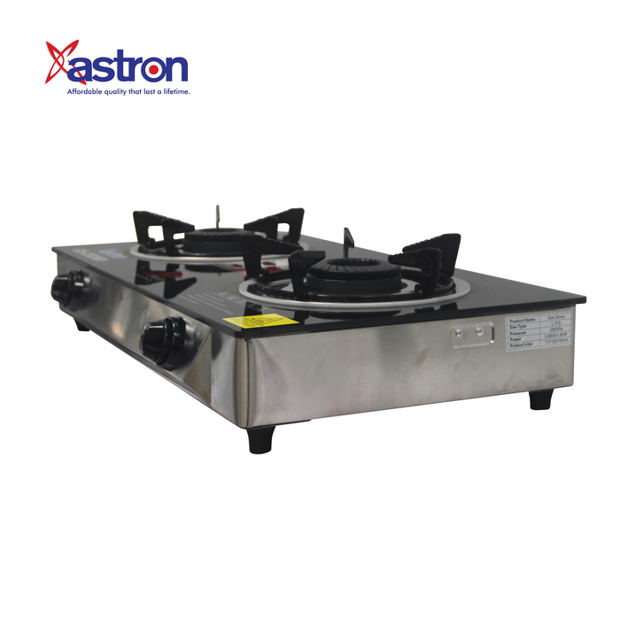 Astron GS-2020 Extra Heavy Duty Double Burner Gas Stove with Tempered Glass Top