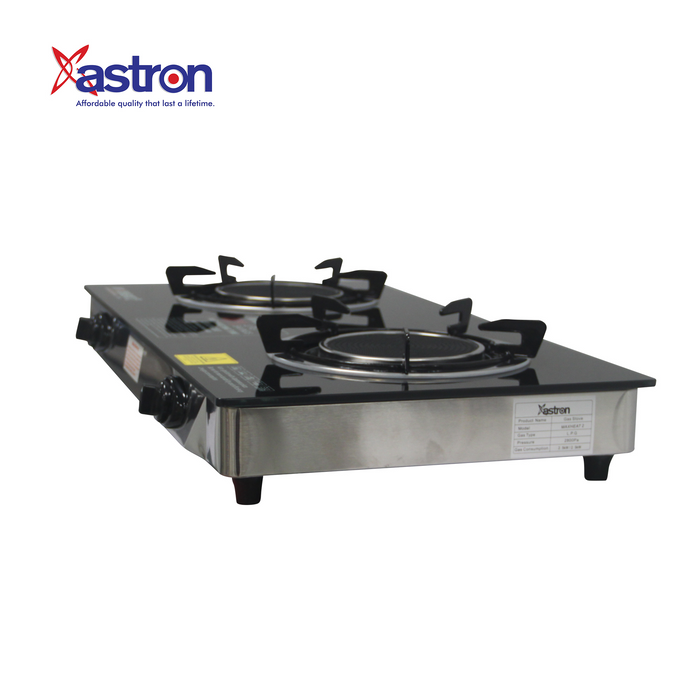 Astron MAXHEAT2 Double Burner Ceramic Gas Stove with Tempered Glass Top  infrared burner
