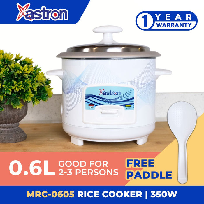 Astron MRC-0605 0.6L Rice Cooker | 3 cups | 350W | 2-3 persons | free paddle | small rice cooker