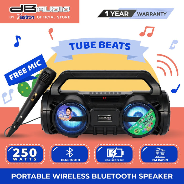 Db Audio TUBE BEATS Portable wireless Bluetooth speaker | 250W | Rechargeable | FM Radio