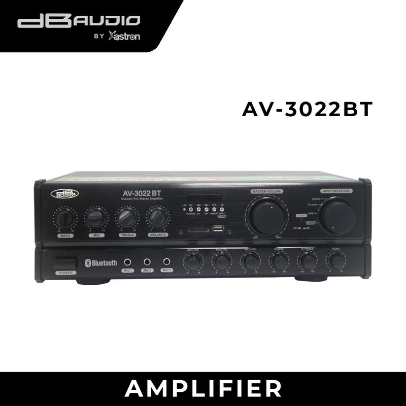 DB Audio by Astron AV3022BT Concert Pro Stereo Amplifier - Bluetooth | Best pair with 10