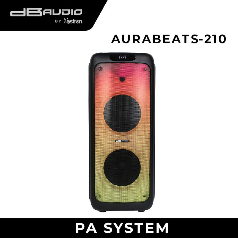 DB Audio by Astron AURABEATS210 Mobile Trolley Speaker - Bluetooth | Free 2 Wireless Mic | Rechargeable | 1800W | 10
