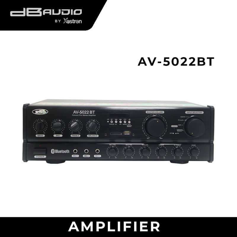 DB Audio by Astron AV5022BT Professional Stereo Amplifier - Bluetooth | Best pair with 12