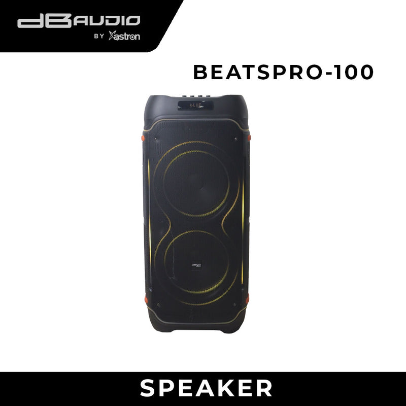 DB Audio by Astron BEATSPRO100 Mobile Trolley Speaker - Bluetooth | Rechargeable | 2 UHF Wireless Mic | 1800W | 10