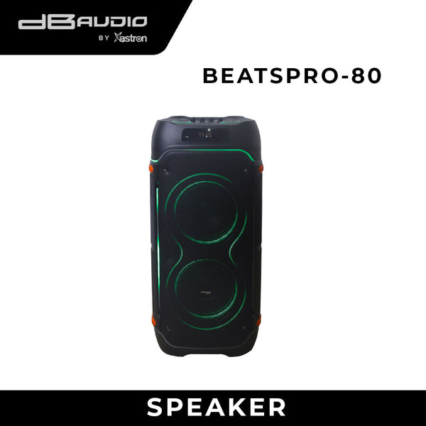 DB Audio by Astron BEATSPRO80 Mobile Trolley Speaker - Bluetooth | Rechargeable | 2 UHF Wireless Mic | 1000W | 8.5" x 2 Woofer