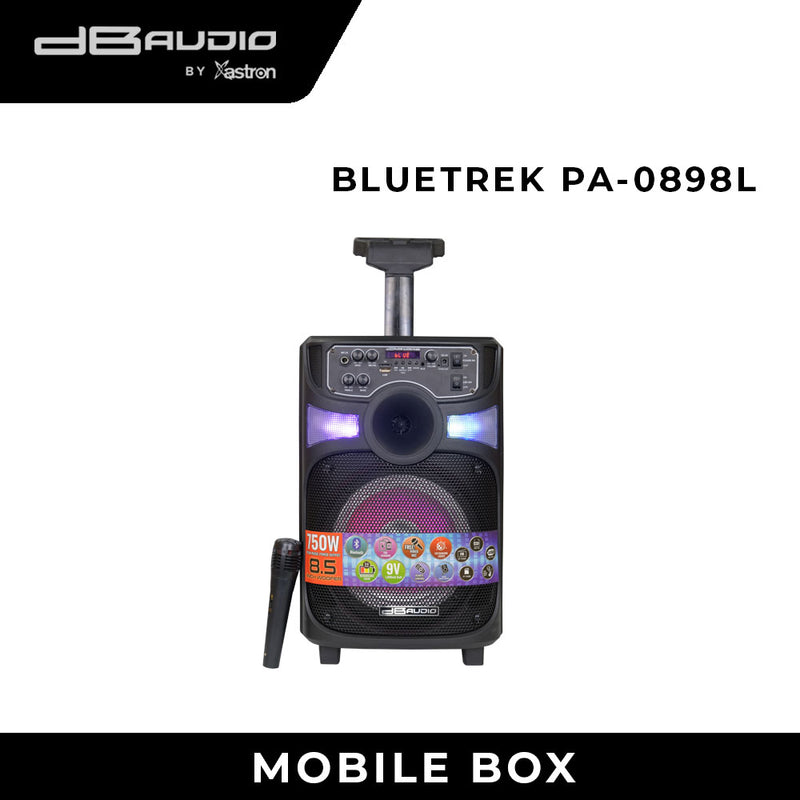 DB Audio by Astron BLUETREKPA08 Portable Mobile Trolley Speaker - Bluetooth | HIFI Boombox | Rechargeable | Outdoor and Karaoke Use | 8 