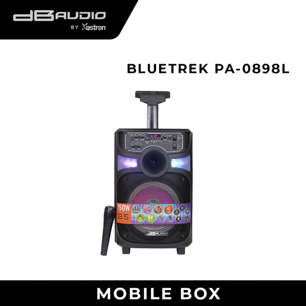 DB Audio by Astron BLUETREKPA08 Portable Mobile Trolley Speaker - Bluetooth | HIFI Boombox | Rechargeable | Outdoor and Karaoke Use | 8 " woofer | 350W