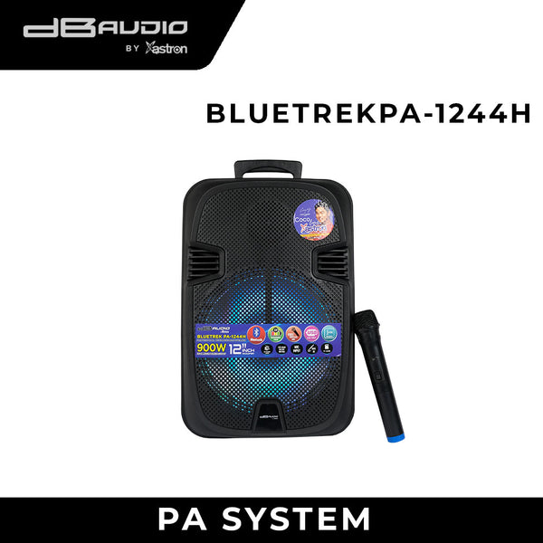DB Audio by Astron BLUETREKPA1244H Portable Mobile Trolley Speaker - Bluetooth | 1 Free Wireless Mic | 12" Woofer | 900W | Outdoor & Karaoke Use