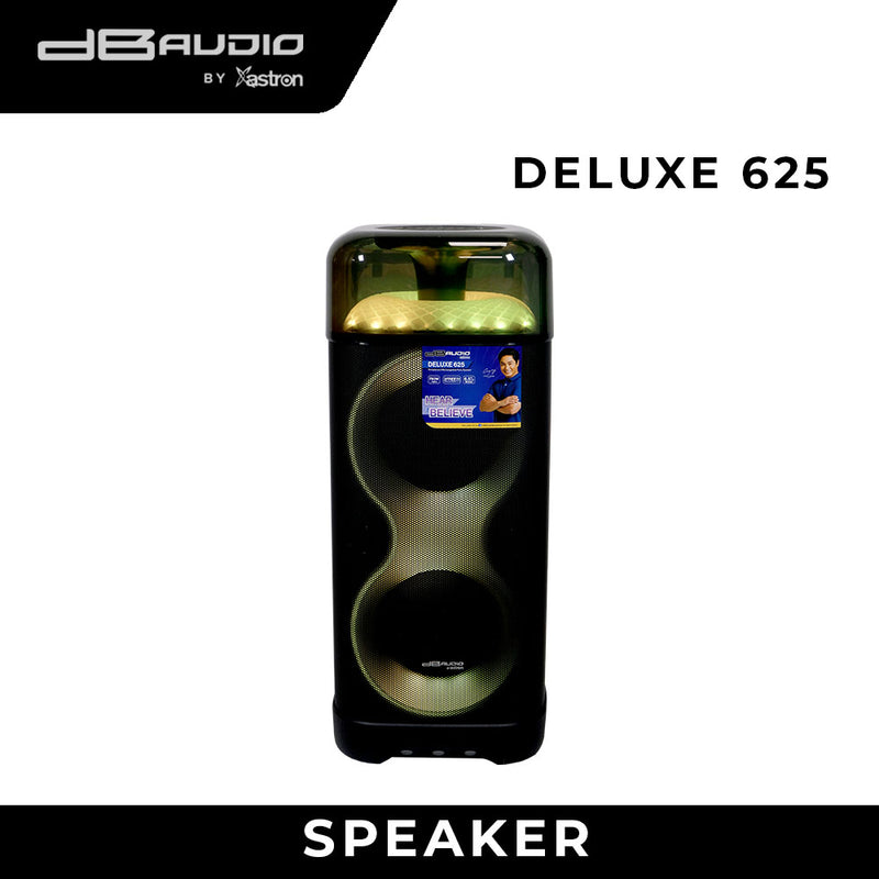 DB Audio by Astron DELUXE625 Portable Party Speaker - Bluetooth | Rechargeable | Free 2 Wireless Microphone | Outdoor and Karaoke Use