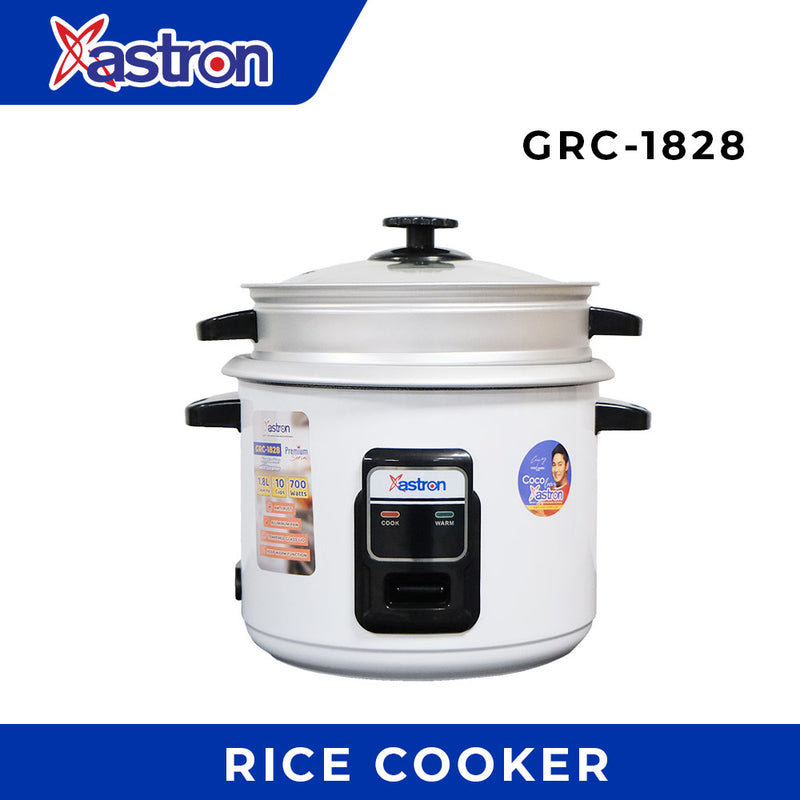 Astron GRC1828 Rice Cooker with Steamer - 1.8 Liter Capacity | Premium Series | Keep Warm Funcition | Ideal for 6-10 Persons | 700 watts