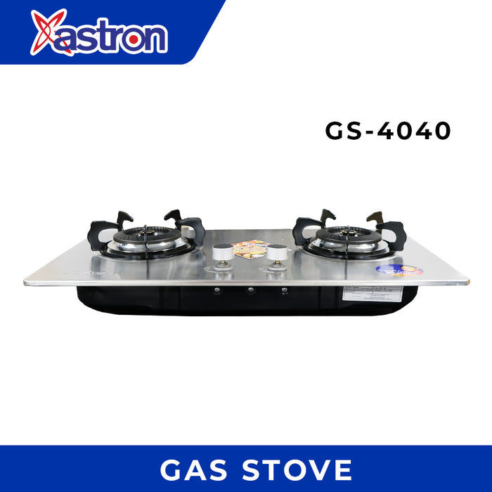 ASTRON GS4040 Built-in Double Burner Gas Stove Heavy Duty Body Burner Stainless Steel Electronic Pulse Ignition