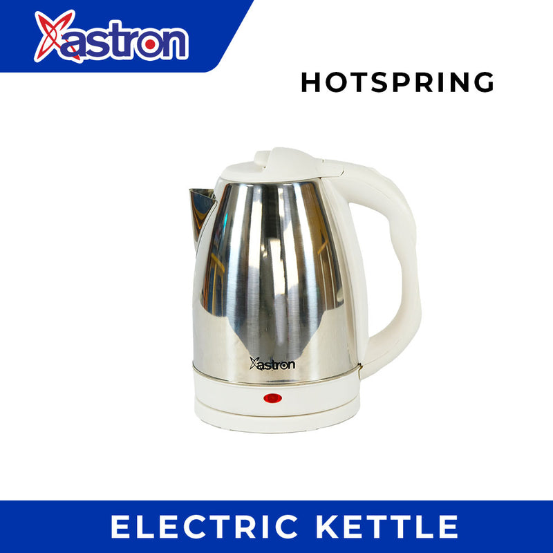 Astron HOTSPRING Electric Kettle - White | 1.8 Liters | Safe-Touch Design | Overheat Protection | Fast Boil | 1500W