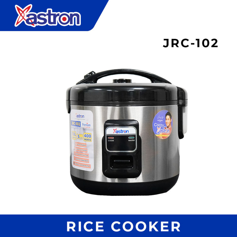 Astron JRC102 Jar Type Rice Cooker with Steamer - 1L Capacity | Premium Series | Easy to Clean | Stainless Steel | Anti-rust | Ideal for 3-4 Persons | 400W