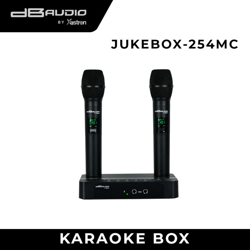 DB Audio by Astron JUKEBOX254MC Built-in Video Karaoke - Up to 23K Songs Upgradeable | Free 2 Rechargeable Wireless Microphone | Song Book