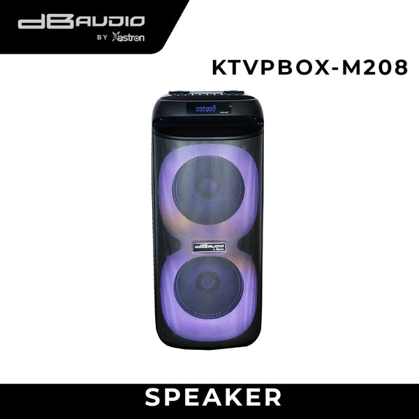DB Audio By Astron KTVPBOXM208 Portable Speaker with Built-in Video Karaoke - Rechargeable | Indoor or Outdoor Use | 8" x 2 | 1000W